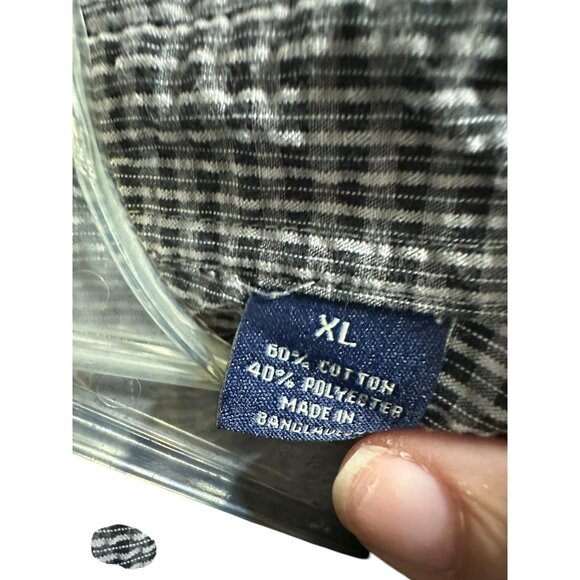 🍒 2/$20 🍒 Arrow Mens Black & White Checked Short Sleeve Button-Up Shirt XL - Picture 4 of 6